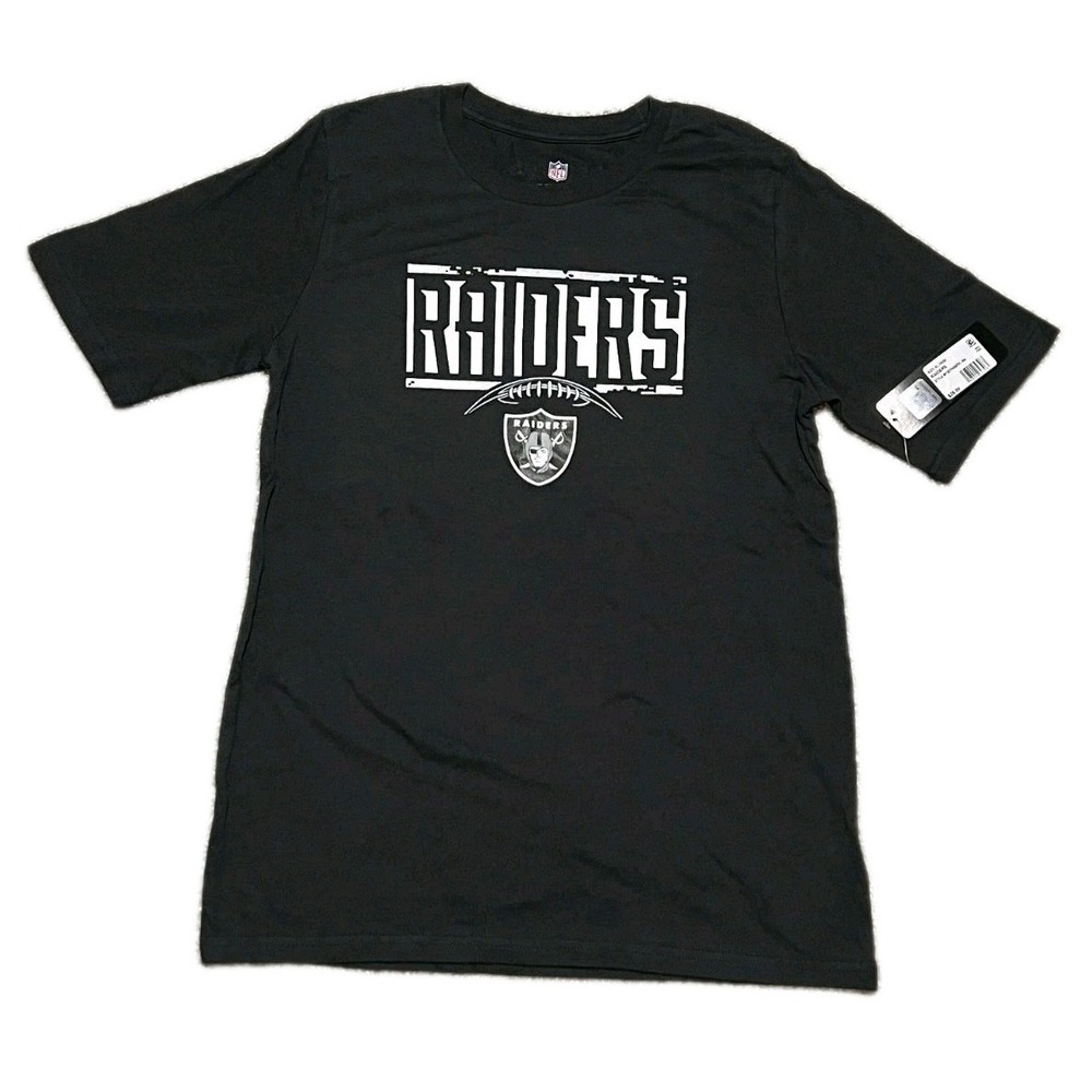 NFL Raiders Logo T-Shirt Boys Youth L 14/16 Short Sleeve NWT Black